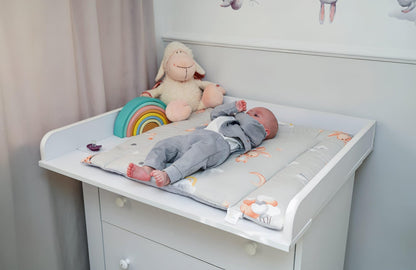 Wickelauflage Wickelunterlage aus Baumwolle 75x72 cm - Weich und waschbar Wickelunterlage für Babys Wickelmatte aus Stoff für Wickeltisch Wickelkommode oder Waschmaschine 75 x 72 Wilde Rose