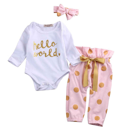 Geagodelia Babykleidung Set Baby Mädchen Langarm Body Strampler + Hose + Stirnband Mütze Kleinkinder Neugeborene Warme Babyset Kleidung Daddy's Prinzessin