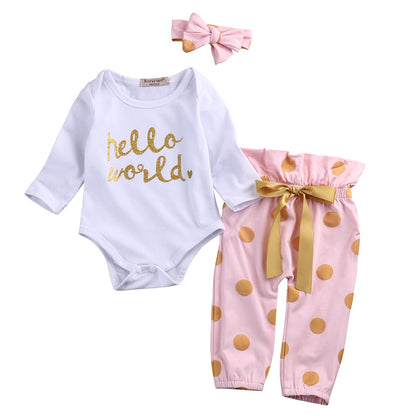 Babykleidung Set Baby Mädchen Langarm Body Strampler + Hose + Stirnband Mütze Kleinkinder Neugeborene Warme Babyset Kleidung Daddy's Prinzessin