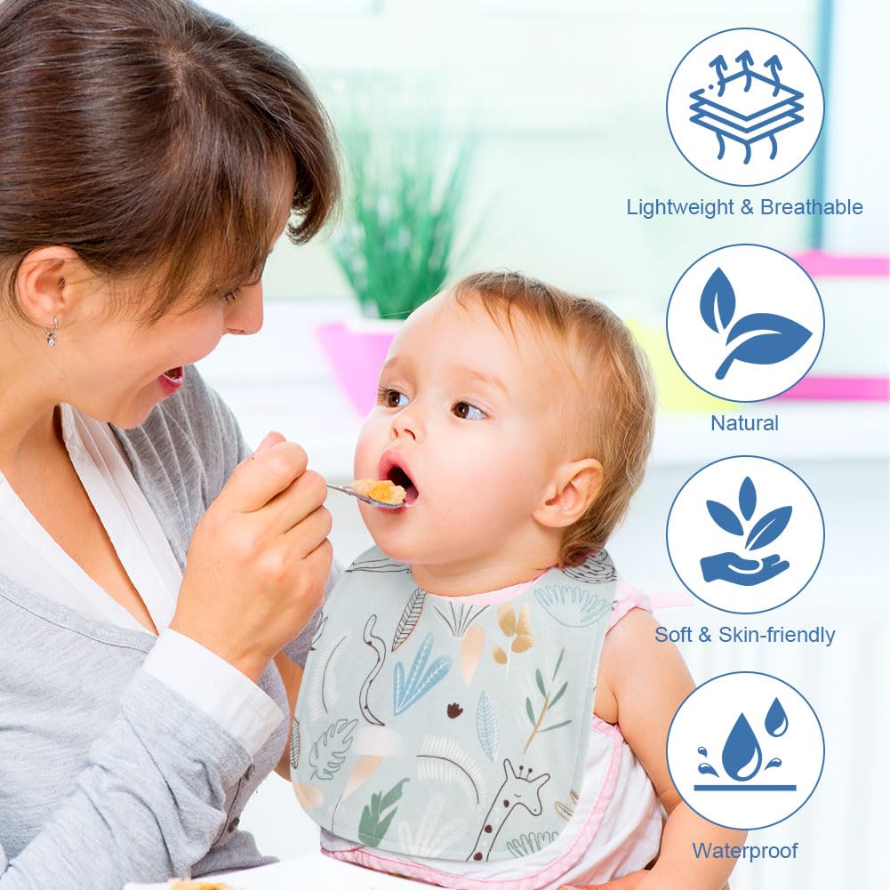 Vicloon Baby Bibs, 8 Pack Soft Absorbent and Waterproof Bibs Dribble Bibs Burp Cloths Baby with Snap Fastener for Baby Boys and Girls Toddlers 