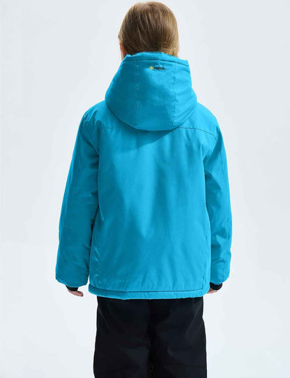 Gemyse Boys' Waterproof Ski Jacket, Windproof Fleece Jacket, Outdoor Winter Jacket, Rain Jacket with Hood