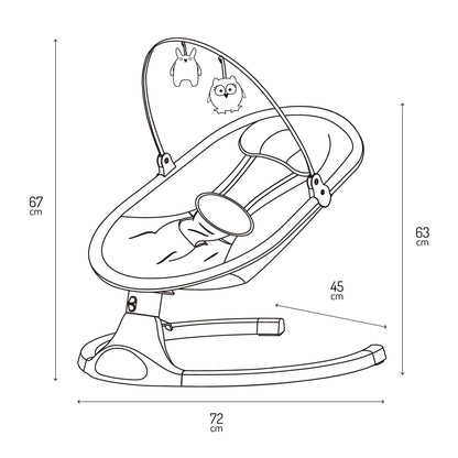 MoMi KENANI baby bouncer for children up to 9 kg, foldable, with remote control &amp; Bluetooth for connecting to a smartphone, battery or power connection, with 5-point safety belt, sun protection, insect net 
