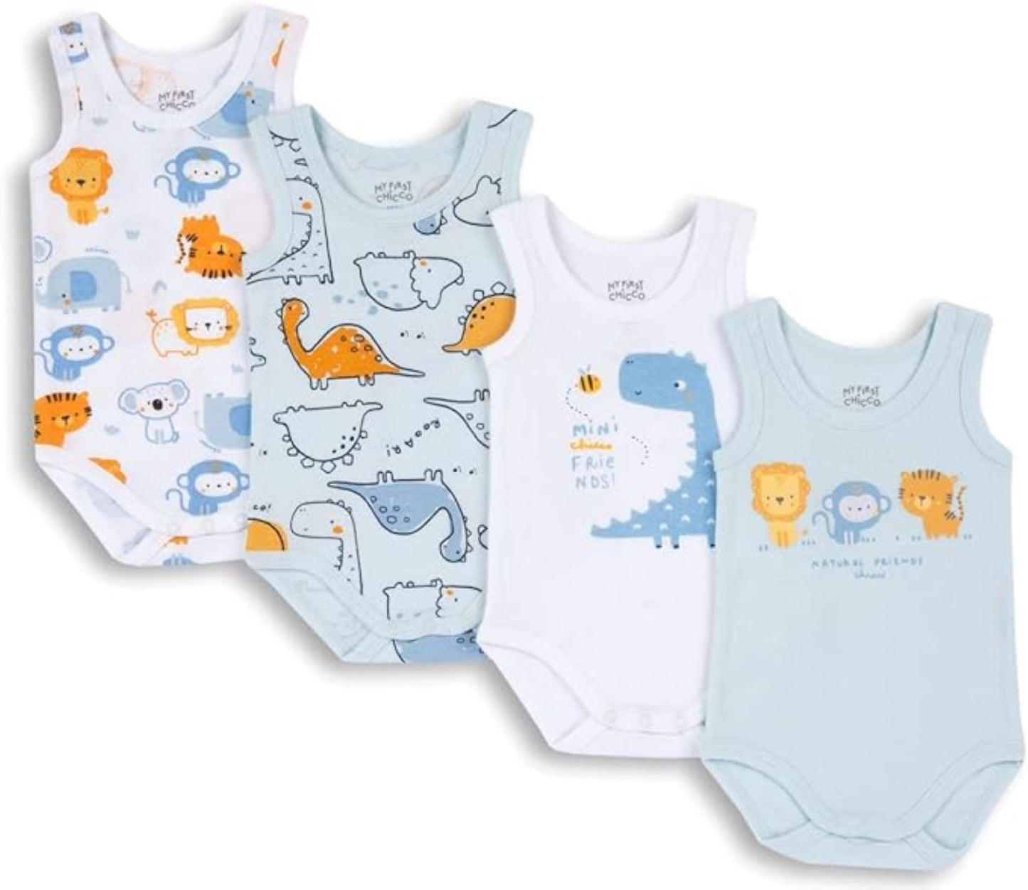 Chicco Unisex Baby Set Ärmellos Bodys aus Baumwolle Body (4er Pack)