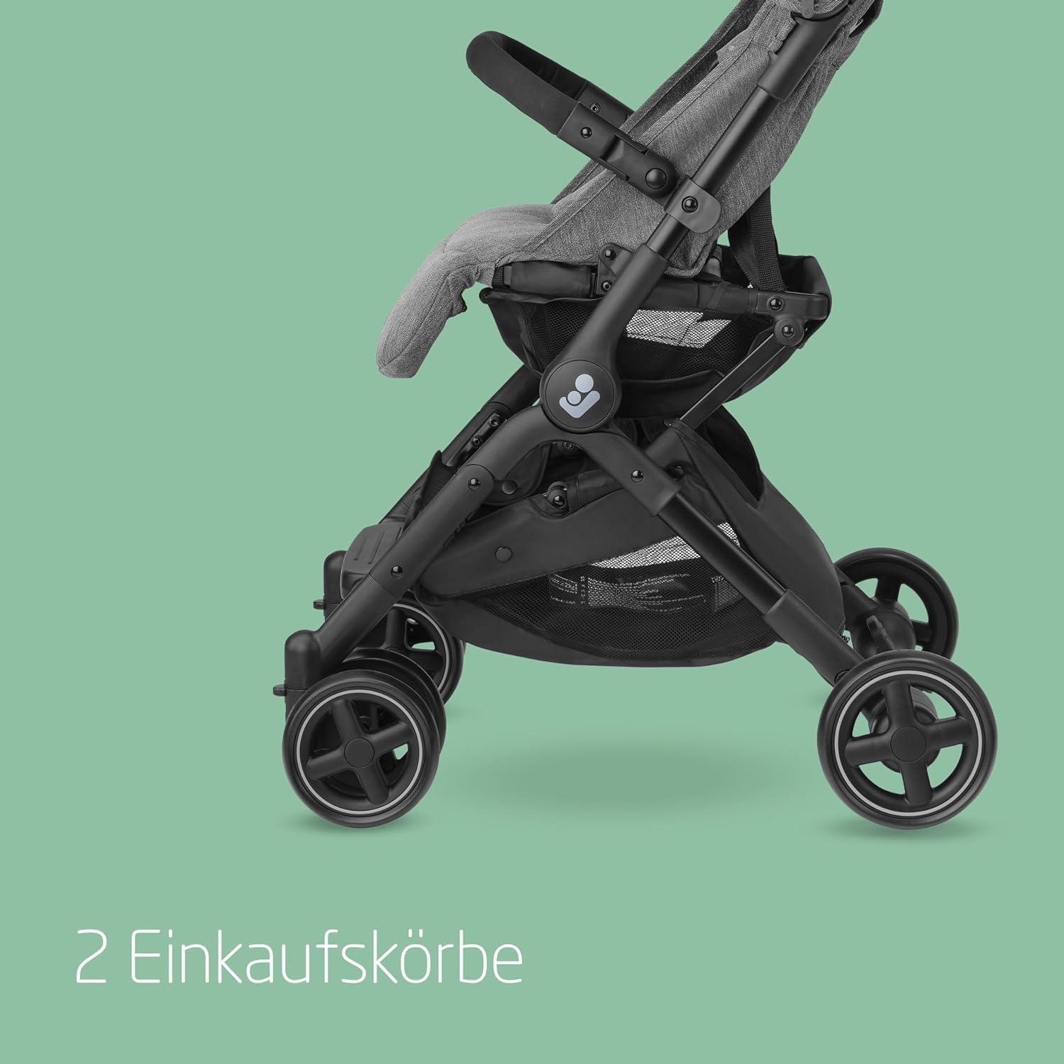 Maxi-Cosi Lara2 Baby Kinderwagen, 0–4 Jahre, 0–22 kg, federleichter, kompakter Buggy, 3 Liegepositionen, flache Liegeposition, klein zusammenklappbar, Schultergurt, Essential Black - Meloni2