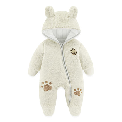 Baby Schneeanzüge Winter Overall mit Kapuze Fleece Strampler Mädchen Jungen Warm Outfits- Gr. 0-3 Monate (59 cm), Gelb