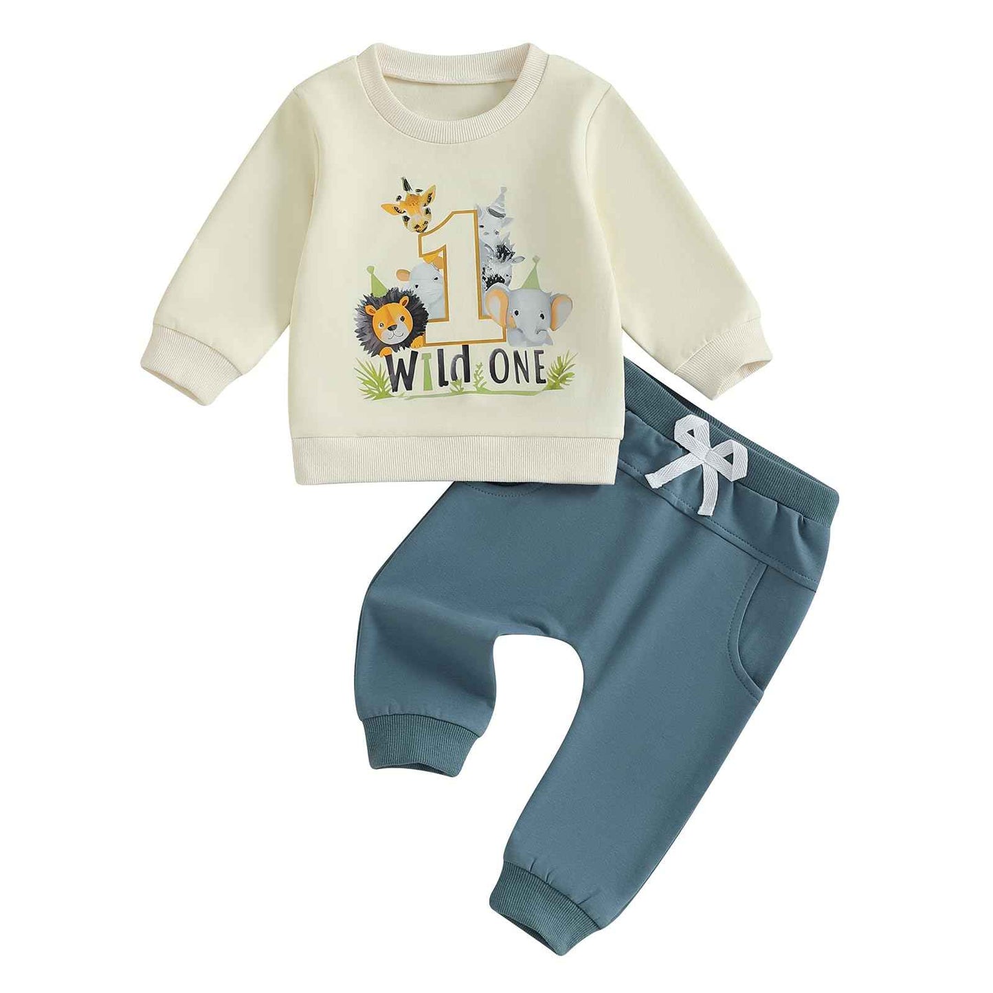 Geagodelia 1st Year Birthday Outfit Baby Boy Clothing Set Long Sleeve Sweatshirt and Trousers Clothing Sets for Boys