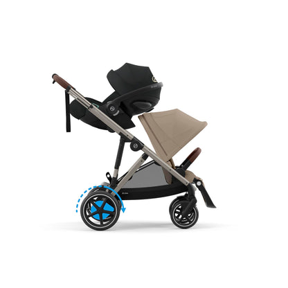 CYBEX Gold Kinderwagen e-GAZELLE S, Ab Geburt bis ca. 4 Jahre, Max. 22 kg (Single-Modus) / 2x 22 kg (Duo-Modus), All-in-1-System mit E-Antrieb und 20+ Konfigurationen, Stone Grey