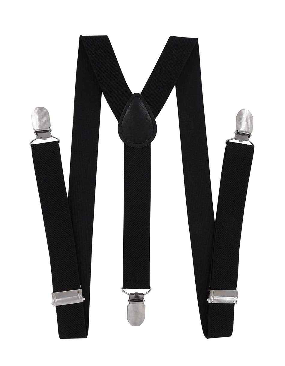 axy HTK25-1 Children's Boys Braces Y Shape Wide 2.5 cm with 3 Strong Clips Can be Combined with Bow Tie Plain Colours