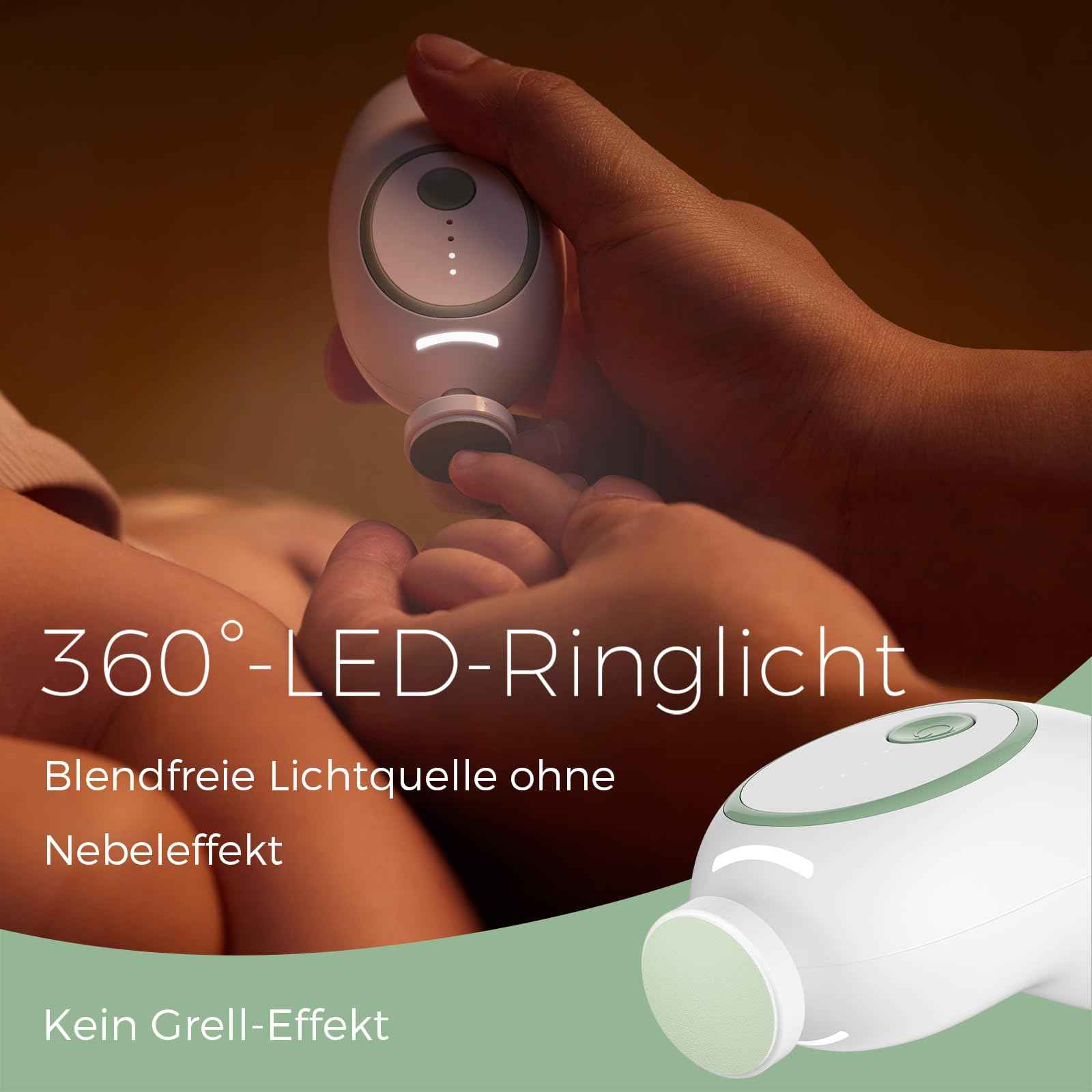 Baby Nagelfeile Elektrisch, Sanfter Baby Nageltrimmer Elektrisch Wiederaufladbar, Baby Nagelknipser Elektrisch, 7 Schleifkopf Ersatzpads
