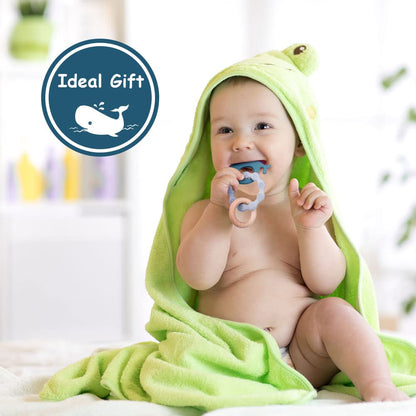 Vicloon Beißring für Babys, Beißring Spielzeug aus Silikon und Holzringe, Baby Zahnungshilfe BPA-frei, Schmerzlindernde Zahnen Nursing Zubehör für ab 3 Monaten Babys(Wal Blau)