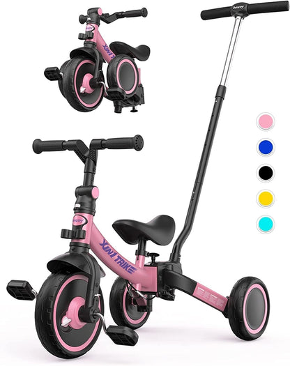 besrey 5 in 1 Laufräder Laufrad Kinderdreirad Dreirad Lauffahrrad Lauflernhilfe für Kinder ab 1 Jahre bis 4 Jahren (Schwarz) - Meloni2