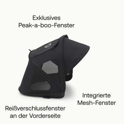 Bugaboo Dragonfly Sonnendach mit Lüftungsfenstern, ausziehbar für zusätzlichen und optimalen Sonnenschutz, wasserabweisend, Deep Indigo
