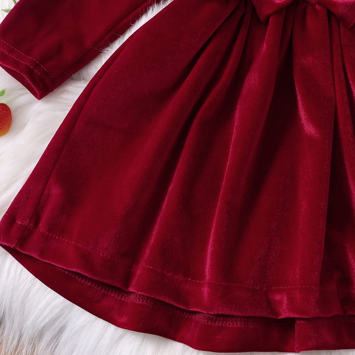 Baby Dress Girls Long Sleeve Lace A Line Princess Velvet Dress + Headband Wedding Festive Autumn Winter Clothing