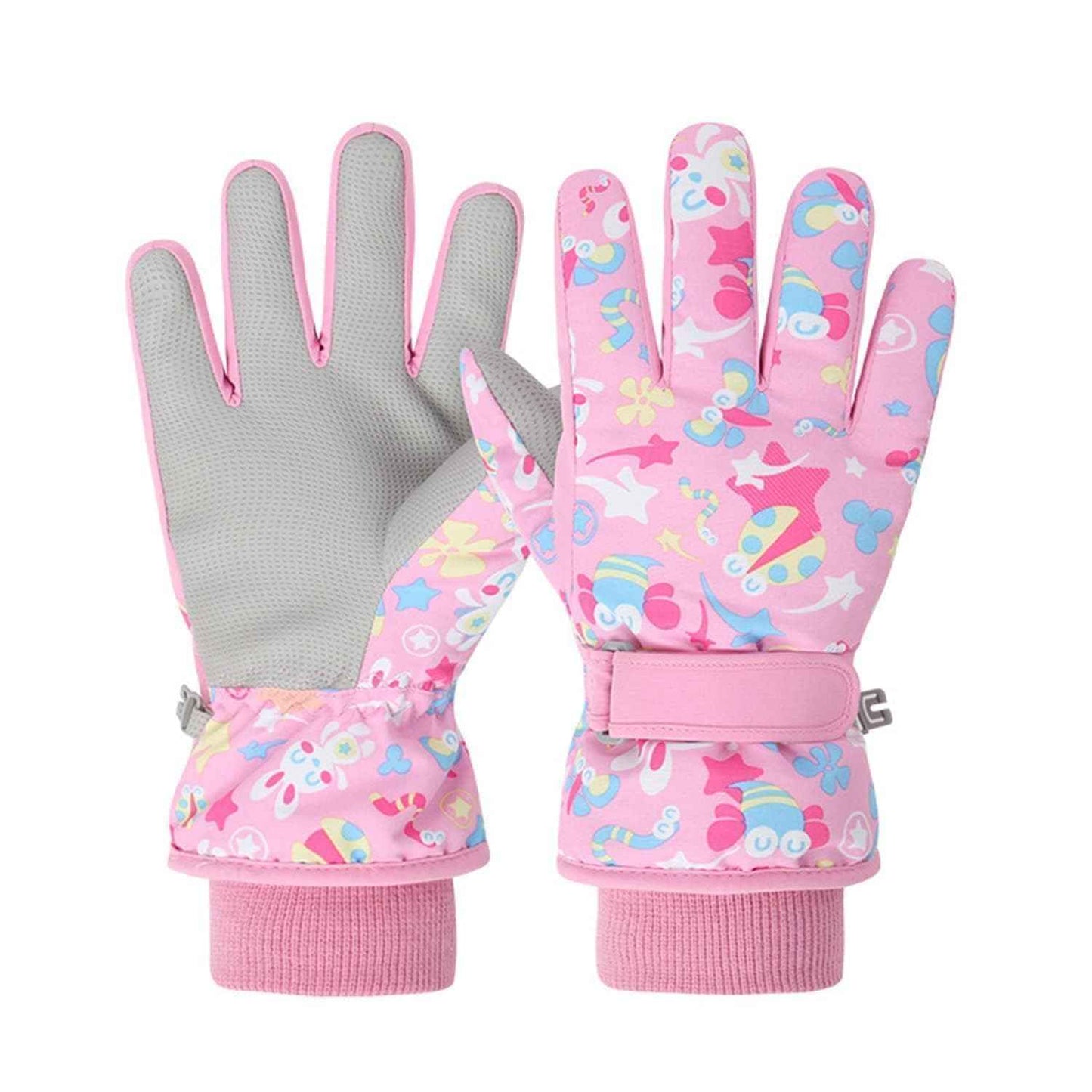 FAYHIJUN Children's Winter Snow Gloves Ski Gloves for 1-13 Years Girls Boys PU Palm Waterproof Windproof Warm Fleece Winter Gloves Cycling Gloves