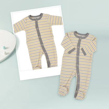 3PCS Baby Schlafstrampler Babychlafanzug Babyschlafsack Baumwolle mit Füßen mit knöpfen Gr. 56 62 68 für Junge Mädchen Neugborenen