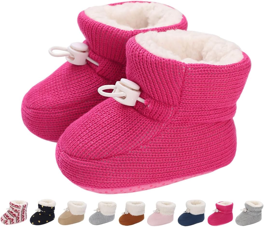 Baby Winter Shoes Warm Baby Shoes Winter Non-Slip Adjustable Newborn Snow Shoes First Walking Shoes Lined Thermal Fleece Crawling Shoes Slippers Winter Boots 0-18 Months 