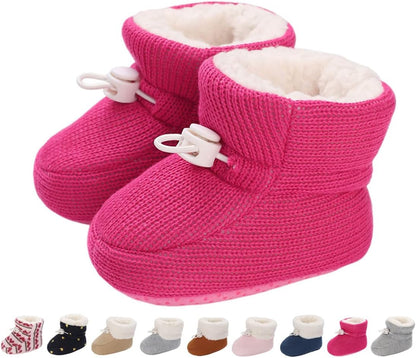 Baby Winter Shoes Warm Baby Shoes Winter Non-Slip Adjustable Newborn Snow Shoes First Walking Shoes Lined Thermal Fleece Crawling Shoes Slippers Winter Boots 0-18 Months 