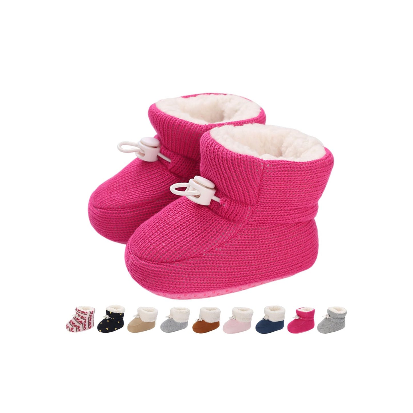 Baby Winter Shoes Warm Baby Shoes Winter Non-Slip Adjustable Newborn Snow Shoes First Walking Shoes Lined Thermal Fleece Crawling Shoes Slippers Winter Boots 0-18 Months