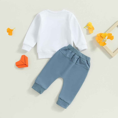 Baby Boys' Two-Piece Outfit, Long Sleeve Sweatshirt + Trousers, 2-Piece Set, Baby Clothing, 0-3 Years, Children's Outfit for Baby Boys