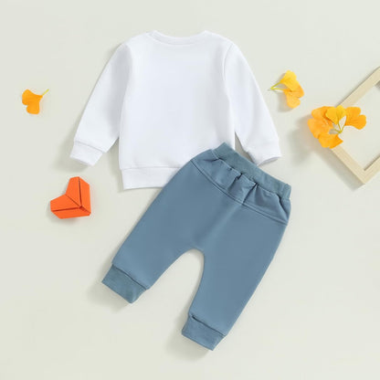 Baby Boys' Two-Piece Outfit, Long Sleeve Sweatshirt + Trousers, 2-Piece Set, Baby Clothing, 0-3 Years, Children's Outfit for Baby Boys 