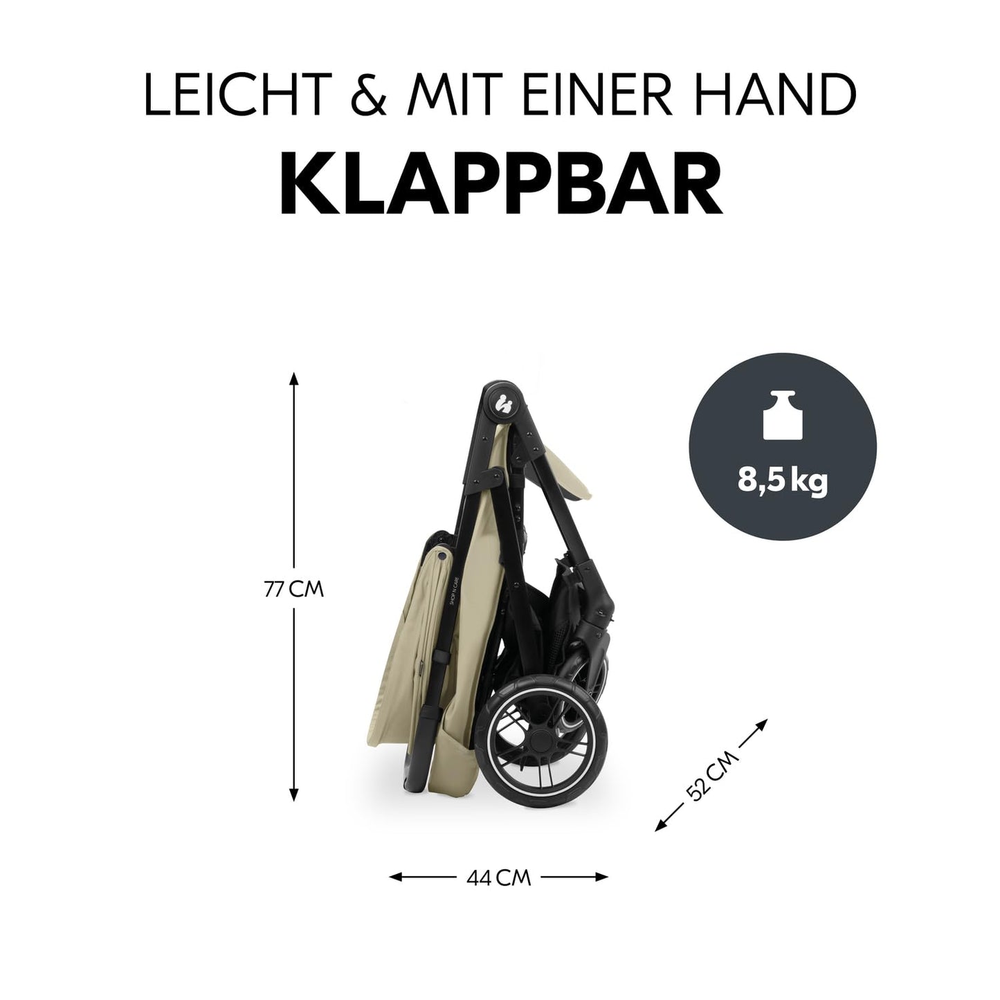hauck 3in1 Kinderwagen Set Shop N Care Trio Set inkl. Buggy, Babywanne, Babyschale ab Geburt bis 22 kg, Klein Zusammenklappbar, Liegefunktion, Getränkehalter & Tablett, UV-Schutz 50+ (Grey)