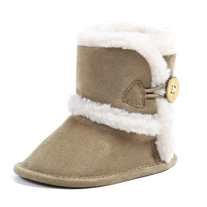 Baby Winter Warm Snow Boots Newborn Baby Girls Boys Soft Sole Buttons Fleece Boots Infant Toddler First Walker Shoes