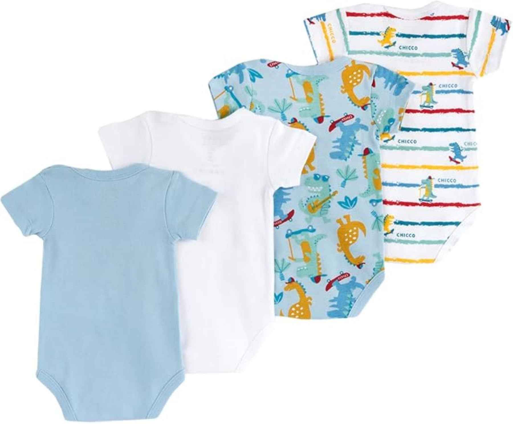 Chicco Unisex Baby Set Kurzarm Bodys aus Baumwolle Body (4er Pack)