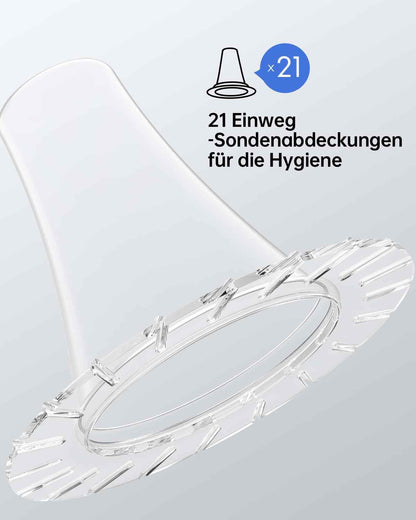 Fieberthermometer Ohr für Erwachsene & Kinder, 1s Ergebnis Hochpräzise Ohrthermometer, 30 Speicher Abrufen, 3-Farben-Fieber-Alarm, mit 21 Einweg-Sonde Abdeckungen & Aufbewahrungsbox (LCD-Transparente)