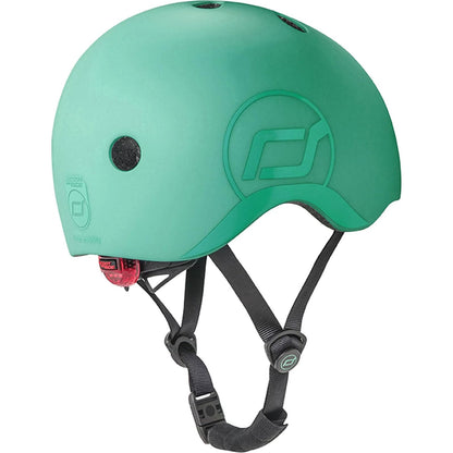 Scoot and Ride Babyhelm mit verstellbaren Trägern, Mattes Finish, Größen XXS, inklusive LED-Sicherheitslicht und weicher Fleece-Polsterung für zusätzlichen Schutz