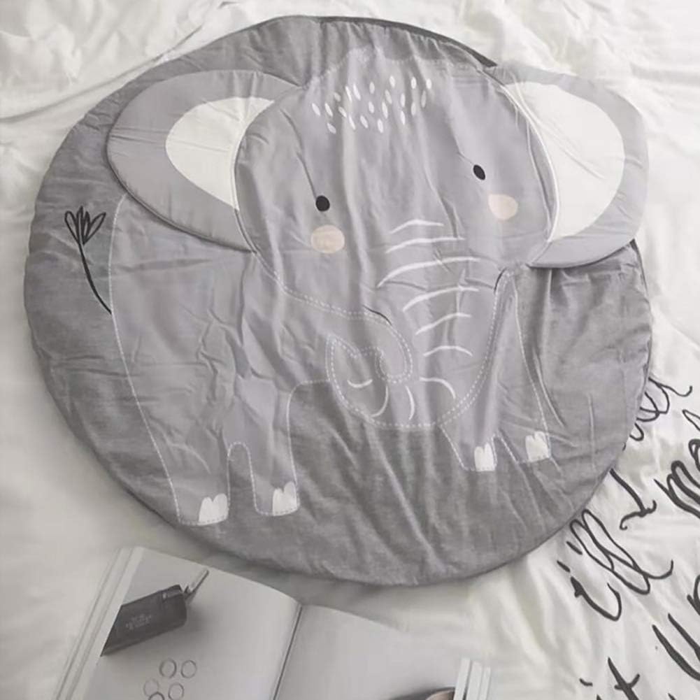 Queta Krabbeldecke Kuscheldecke aus Baumwolle Weiche Schlafteppich Cartoon Baby Spielmatte Kinderteppich Spieldecke 90cm (Elefant) - Meloni2