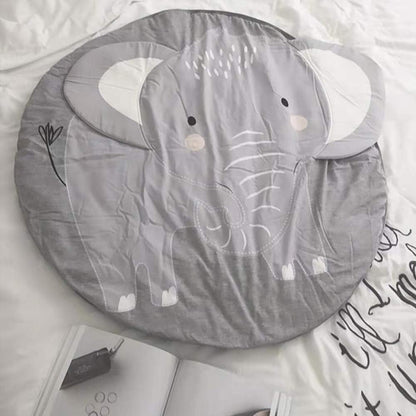 Queta Krabbeldecke Kuscheldecke aus Baumwolle Weiche Schlafteppich Cartoon Baby Spielmatte Kinderteppich Spieldecke 90cm (Elefant) - Meloni2