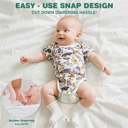 Vicloon Baby Bodysuit Short Sleeve Unisex Baby Set Short Sleeve Bodysuits Made of 100% Super Soft Cotton, Baby Bodysuit with Press Studs for Newborn Baby Boys and Girls 0-3 m/3-6 m/6-9 m/9-12 m