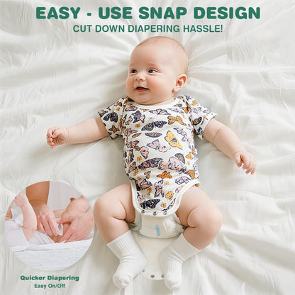 Baby Bodysuit Kurzarm Unisex Baby Set Kurzarm Bodysuits aus 100% superweicher Baumwolle, Baby Body mit Press Nieten für Neugeborene Baby Jungen und Mädchen 0-3 m/3-6 m/6-9 m/9-12 m