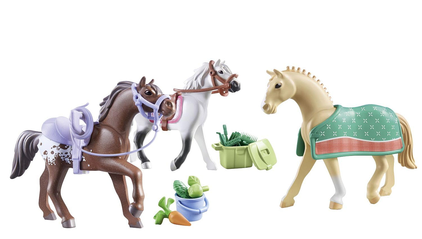 PLAYMOBIL Horses of Waterfall 71640 Kreativset mit Pferd und Stiften, inklusive Einer Figur, einem Pferd und DREI Crayola Stiften, künstlerisches Spielzeug für Kinder ab 5 Jahren