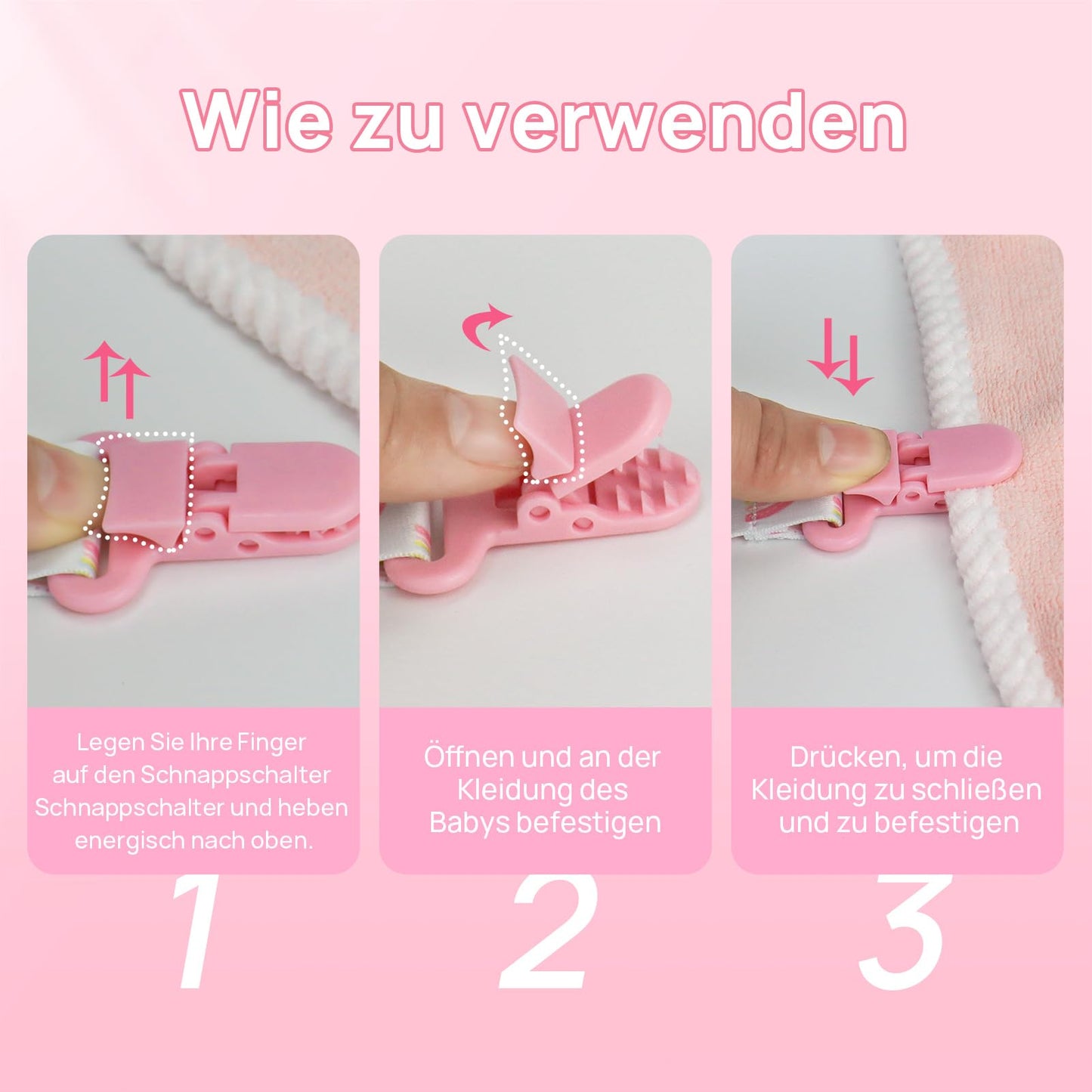 Suofuolef 4 Pack Schnullerkette Baby Mädchen, Baby Schnullerband Set mit Adaptern, Schnuller Clips für Neugeborenen Geburt & Taufe Geschenk, Rose