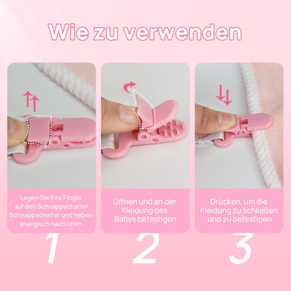 Suofuolef 4 Pack Schnullerkette Baby Mädchen, Baby Schnullerband Set mit Adaptern, Schnuller Clips für Neugeborenen Geburt & Taufe Geschenk, Rose