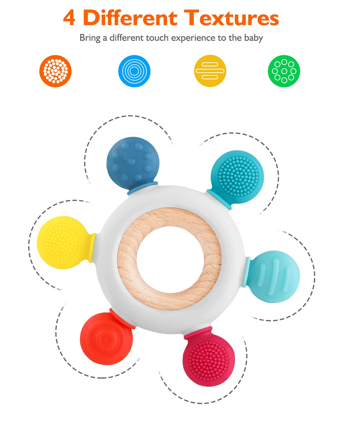Beißring für Babys, Baby Zahnen Spielzeug aus Silikon, Ruder Greifling Beißspielzeug, BPA-frei Zahnen Nursing Zubehör für 3-6 6-12 Monate Kleinkinder, mädchen Junge Geschenk(Ruder B)