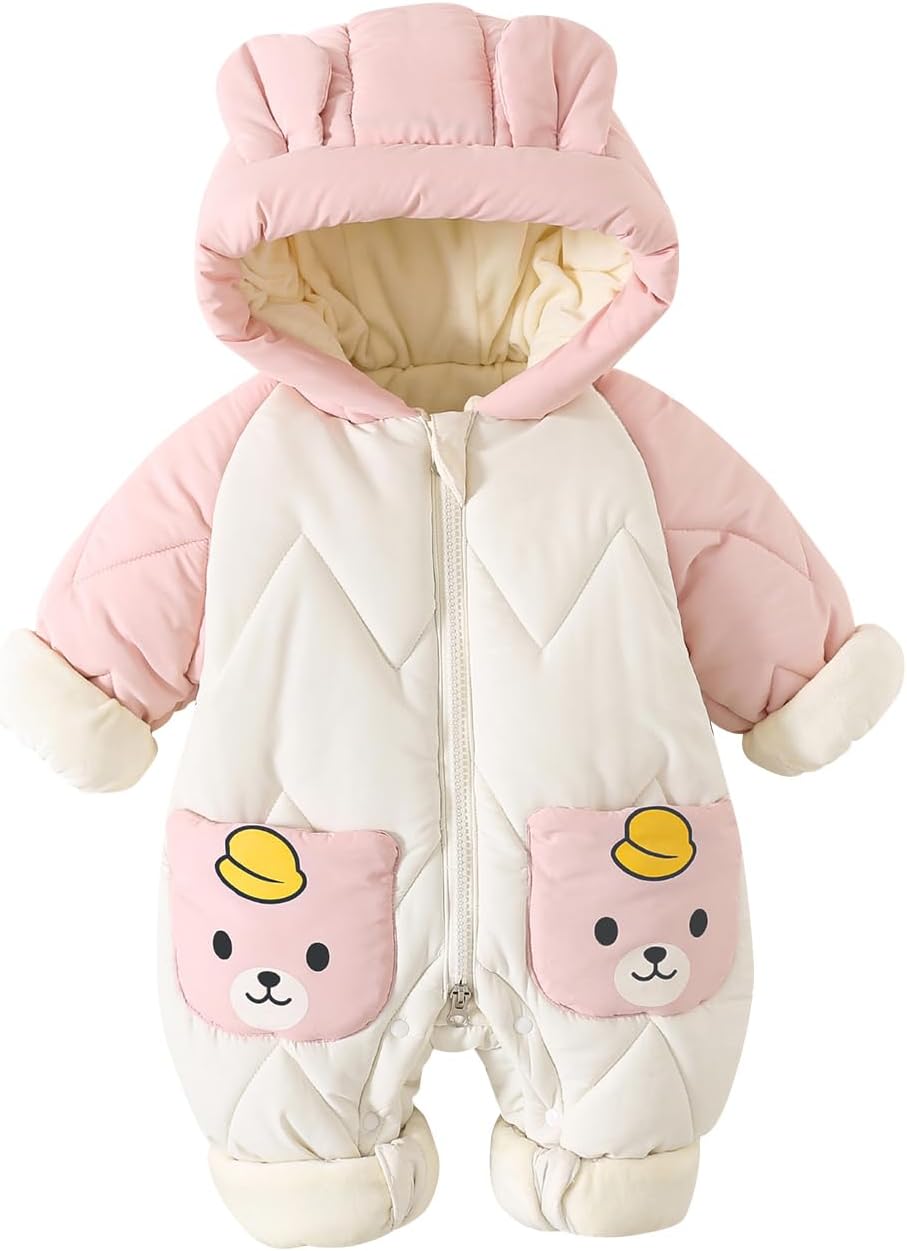 JiAmy Baby Snowsuit, Baby Boys Girls Winter Jumpsuit Romper Newborn Snow Overall 0-12 Months