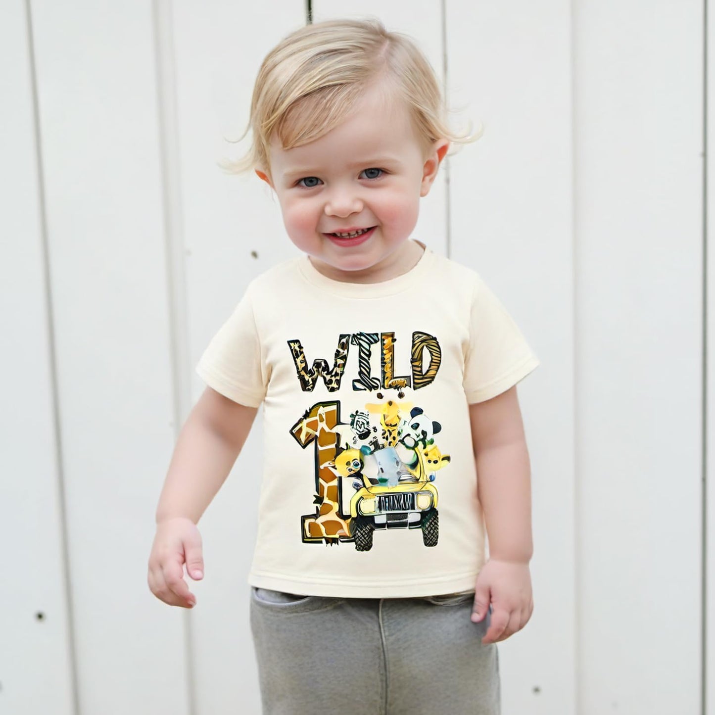 Baby Junge 1. Jahr Geburtstags T-Shirt Wild One Kurzarm Oberteil Baby Mein Erster Geburtstags Outfit Sommer Kleidung