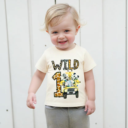 Baby Junge 1. Jahr Geburtstags T-Shirt Wild One Kurzarm Oberteil Baby Mein Erster Geburtstags Outfit Sommer Kleidung