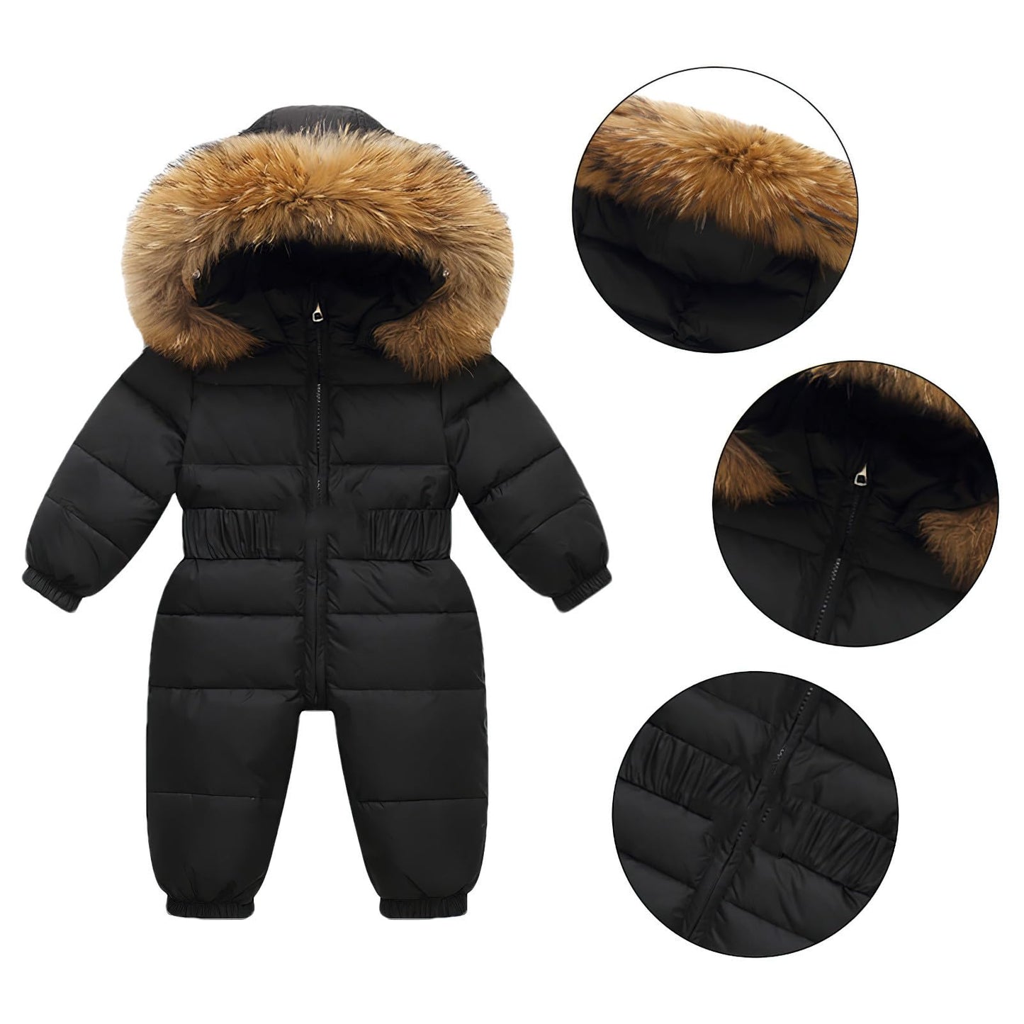 amropi Baby Girls' Snowsuit with Hood Romper Puffer Down Winter Warm Jumpsuit for 0-5 Years
