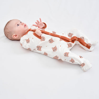 Babyschlafstrampler Baumwolle mit Füßen mit Knöpfen Größe 56 62 68 cm für Jungen Mädchen Neugeborene 3er Pack