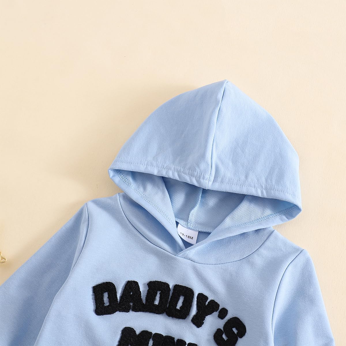LUVCES Kleinkind Baby Jungen Outfits Langarm Daddy’s Mini Kapuzenpullover Sweatshirts + Hosen 2-teiliges Herbst Winter Frühling Kleidungsset