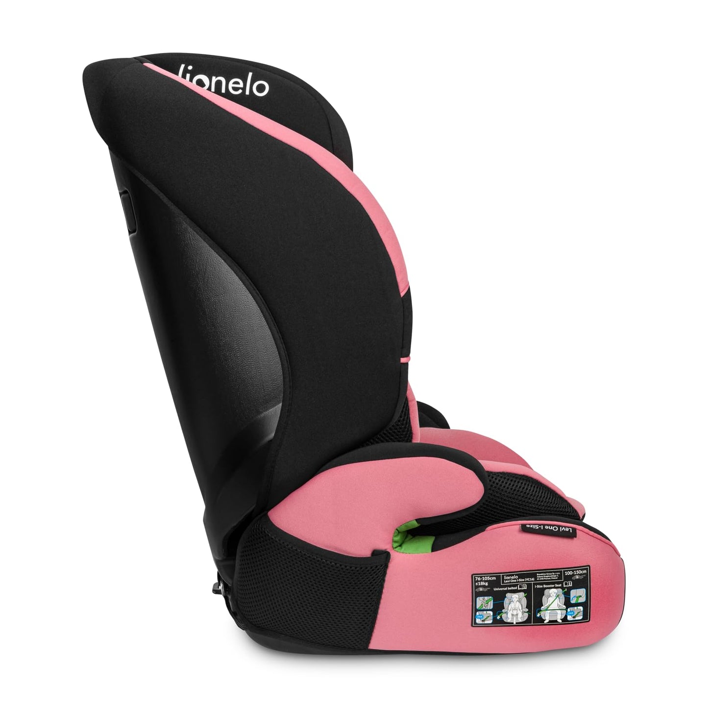 LIONELO LEVI I-SIZE 76-150 cm Kinderautositz, Gruppe 1 2 3, Seitenschutz, 10 Grad Kopfstützenverstellung Bequeme Armlehnen Verstellbare Rückenlehne, R129 i-Size