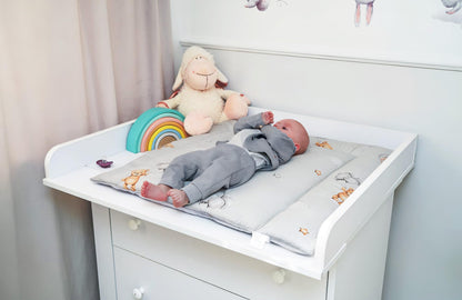 Wickelauflage Wickelunterlage aus Baumwolle 75x72 cm - Weich und waschbar Wickelunterlage für Babys Wickelmatte aus Stoff für Wickeltisch Wickelkommode oder Waschmaschine 75 x 72 Wilde Rose
