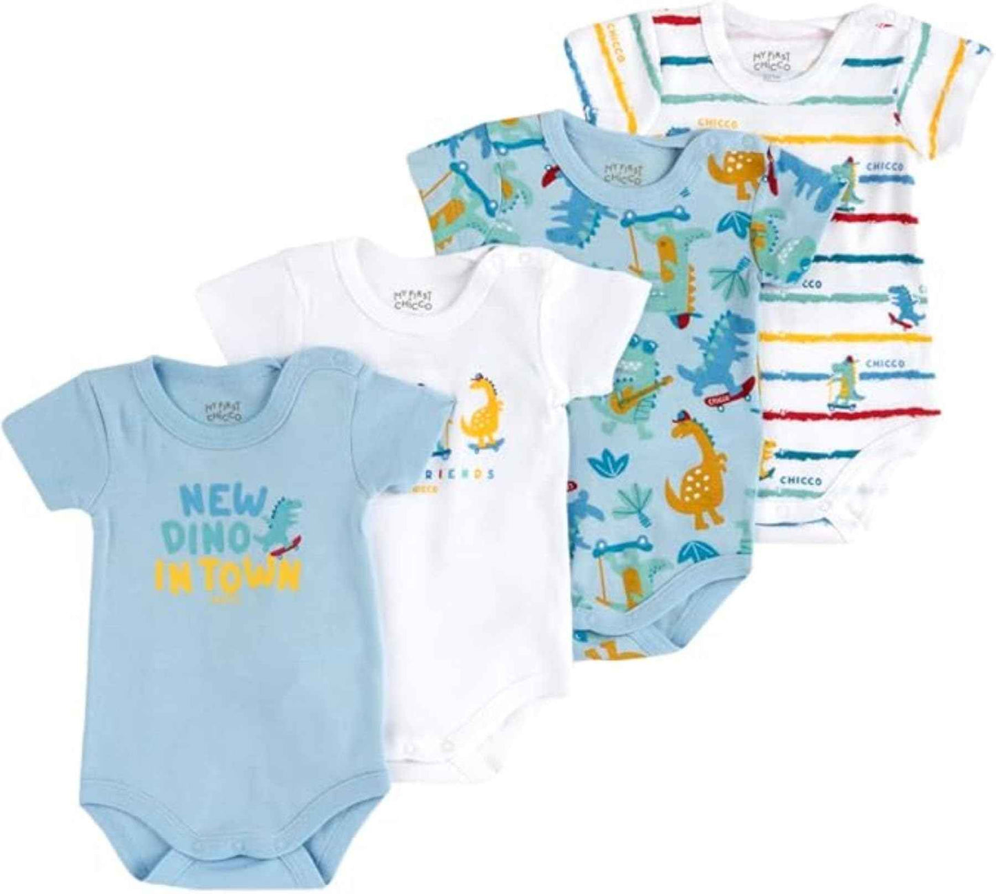 Chicco Unisex Baby Set Kurzarm Bodys aus Baumwolle Body (4er Pack)