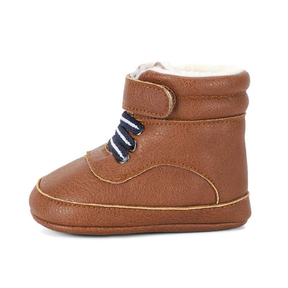 LACOFIA Baby Boys Cowboy Winter Boots Toddler Non-Slip Laces Snow Boots