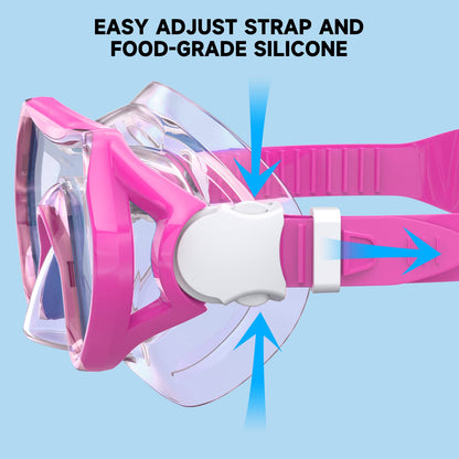 Findway Children's Diving Goggles, Swimming Goggles, Snorkel Mask for Boys Girls Teenagers, Diving Mask with Nose Cover, 180° Panorama, HD, Anti-Fog, Anti-Leak, Diving Goggles for Children 4-16 Years
