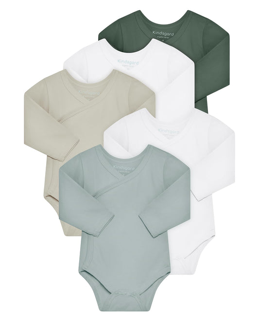 Kindsgard Baby Long-Sleeved Wrap Bodysuit Trunder - Soft and High-Quality 100% Organic Cotton