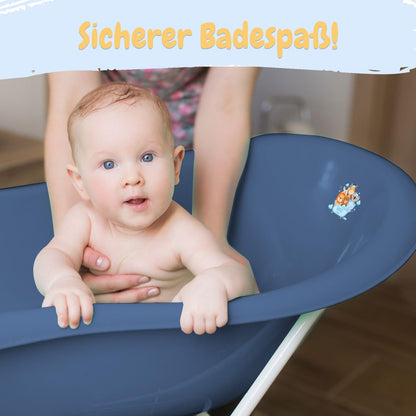 Baby Badewanne mit Gestell 4 Set TÜV Rheinland zertifiziert! Babybadewannen + Baby Badewannensitz +Abfluss + Gestell - Babywanne mit Ständer! Baby Pflegeset für Neugeborene.